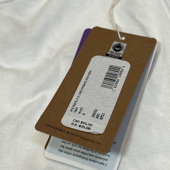 Patagonia Women’s Small Pastel P-6 Logo Organic Cotton High Neck Tank Top White - Picture 5 of 14